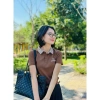 Áo thun nữ cổ bẻ caro Love Me dễ thương – Giá chỉ 89.000, khuyến mãi đặc biệt 6