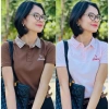 Áo thun nữ cổ bẻ caro Love Me dễ thương – Giá chỉ 89.000, khuyến mãi đặc biệt 10