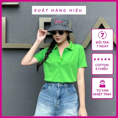 Áo thun nữ cổ trụ Zara 2.022 - VNXK cotton cá sấu, đẹp xịn, chỉ 199k