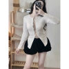Áo thun tay siêu dài dáng ôm nút full khuy tròn, nhẹ sexy, cổ V trơn - 119k 6