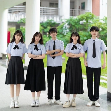[áo tím]Bộ Đồng Phục Học Sinh Thái Lan - Nanno cosplay Gồm áo+nơ+chân váy JK nữ sinh kẻ Caro chữ A Xếp Ly Dáng Xoè Ulzza 6