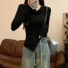 Áo trễ vai thu đông nữ họa tiết trơn nhún eo ôm body HHQC SP193 129k 5