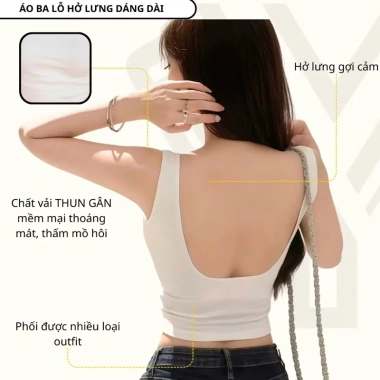 Áo U hở lưng cao cấp vải gân tăm lụa – Big Size, Free Ship, Giá chỉ 79.000₫