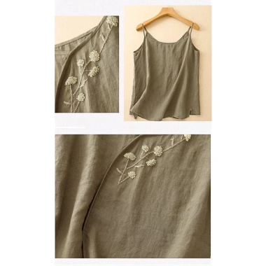 Áo vest & áo lót top Trung Quốc vải lanh cotton thêu, mát mùa hè - 153.506₫ 4