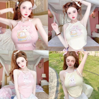 Áo vest cô gái dễ thương ngọt ngào 2.023 - Mát mẻ, bỏng, đánh giá 90% tích cực, trang phục trong/ngoài, giảm giá 220k
