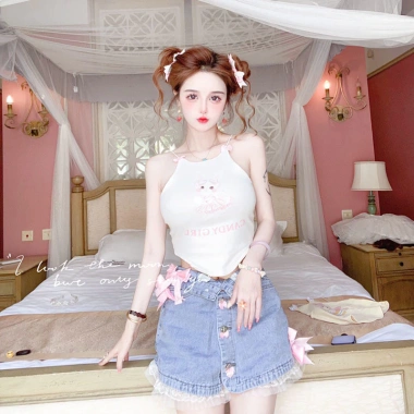 Áo vest cô gái dễ thương ngọt ngào 2.023 - Mát mẻ, bỏng, đánh giá 90% tích cực, trang phục trong/ngoài, giảm giá 220k