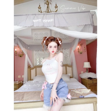 Áo vest cô gái dễ thương ngọt ngào 2.023 - Mát mẻ, bỏng, đánh giá 90% tích cực, trang phục trong/ngoài, giảm giá 220k