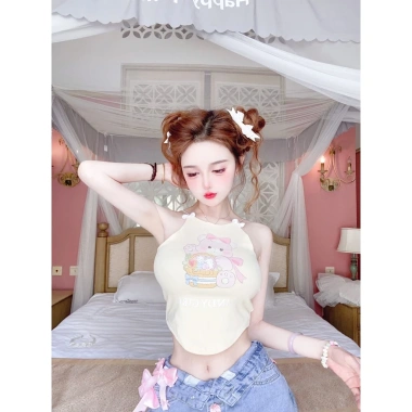 Áo vest cô gái dễ thương ngọt ngào 2.023 - Mát mẻ, bỏng, đánh giá 90% tích cực, trang phục trong/ngoài, giảm giá 220k