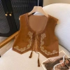Áo vest da lộn cổ điển thêu tay phong cách dân tộc, mix váy và áo khoác bohemian, giảm giá 282.979₫ 4