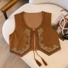 Áo vest da lộn cổ điển thêu tay phong cách dân tộc, mix váy và áo khoác bohemian, giảm giá 282.979₫ 5