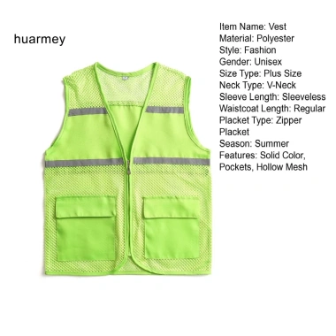 Áo vest không tay HUARMEY phản quang thoáng khí, lưới mùa hè, túi đôi - 112.320₫
