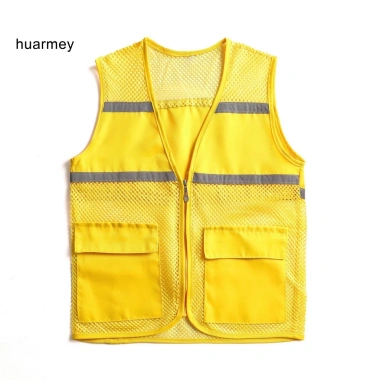 Áo vest không tay HUARMEY phản quang thoáng khí, lưới mùa hè, túi đôi - 112.320₫
