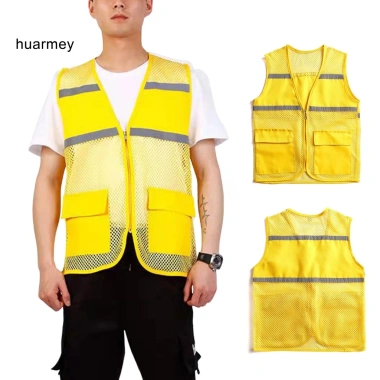 Áo vest không tay HUARMEY phản quang thoáng khí, lưới mùa hè, túi đôi - 112.320₫