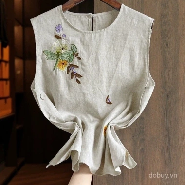 Áo vest không tay nữ mùa hè mới phong cách Trung Quốc cotton lanh giá 221.400 VND 2