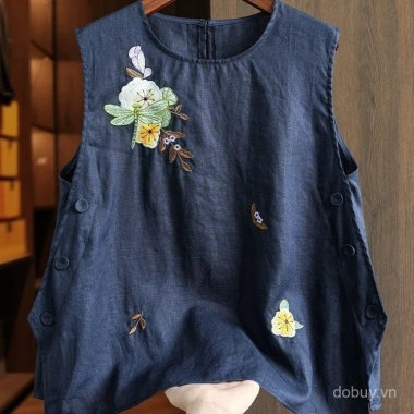Áo vest không tay nữ mùa hè mới phong cách Trung Quốc cotton lanh giá 221.400 VND 3
