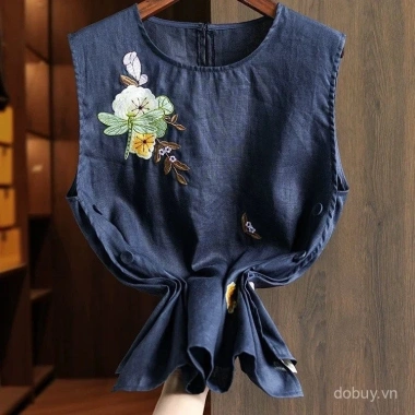 Áo vest không tay nữ mùa hè mới phong cách Trung Quốc cotton lanh giá 221.400 VND 4