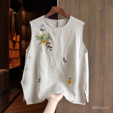 Áo vest không tay nữ mùa hè mới phong cách Trung Quốc cotton lanh giá 221.400 VND 8