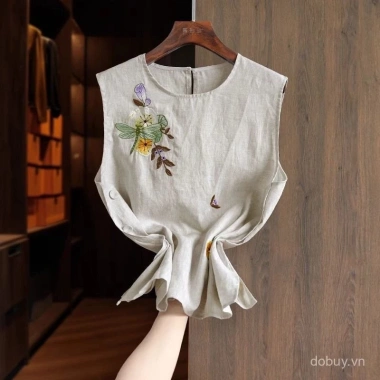 Áo vest không tay nữ mùa hè mới phong cách Trung Quốc cotton lanh giá 221.400 VND 9
