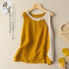Áo vest mùa hè 2.025 cotton lanh nhẹ nhàng, màu retro, nút nghệ thuật - 207.878 VND 5