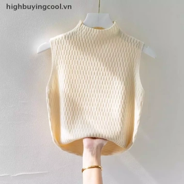 Áo vest nửa rùa dệt kim màu phong cách Hàn Quốc, thời trang mùa hè, giá 82.100₫