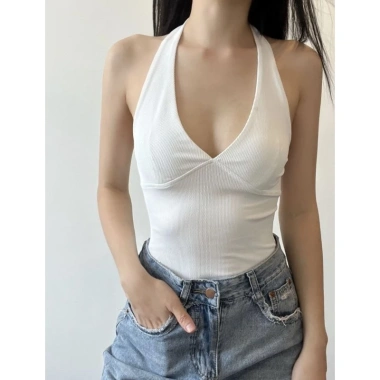Áo yếm cổ tim cột nơ sau có mút ngực, tặng dây chuyền khi mua 2 áo – chỉ 23.000₫