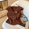 Áovest không cánh mùa hè màu hải quân, cổ sweetheart, họa tiết 3D thanh lịch, giảm giá 17% chỉ 231.310 VNĐ 3