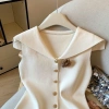 Áovest không cánh mùa hè màu hải quân, cổ sweetheart, họa tiết 3D thanh lịch, giảm giá 17% chỉ 231.310 VNĐ 9