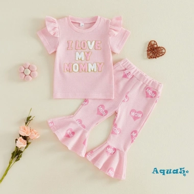 Aqua-2 Đồ Tập Đi Bé Gái Mùa Hè Áo Thun Co Giãn Cổ Tròn + Quần Eo Loe - 282.516₫ 4