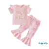 Aqua-2 Đồ Tập Đi Bé Gái Mùa Hè Áo Thun Co Giãn Cổ Tròn + Quần Eo Loe - 282.516₫ 10
