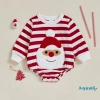 Aqua-Baby Áo Liền Quần Giáng Sinh Sọc In Ông Già Noel Thêu Tay Dài Cổ Tròn - Giá 190.080 VND