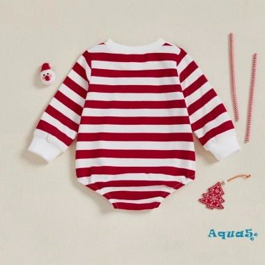 Aqua-Baby Áo Liền Quần Giáng Sinh Sọc In Ông Già Noel Thêu Tay Dài Cổ Tròn - Giá 190.080 VND