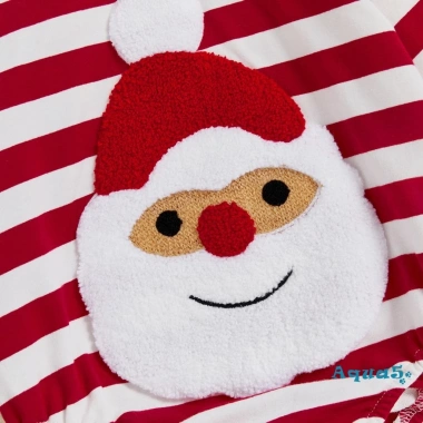 Aqua-Baby Áo Liền Quần Giáng Sinh Sọc In Ông Già Noel Thêu Tay Dài Cổ Tròn - Giá 190.080 VND