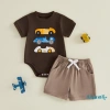 Aqua-Baby Boy Bộ 2 Chiếc Áo Liền Quần Ngắn Tay In Xe Cổ Tròn Mùa Hè - Giá 207.530₫
