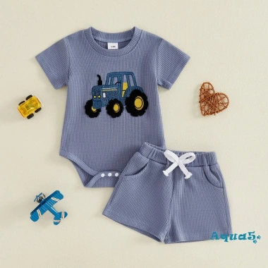 Aqua Baby Boy Set Mùa Hè Họa Tiết Máy Kéo Cổ Tròn Tay Ngắn, Quần Short 2 Chiếc Giá Ưu Đãi 222k 4