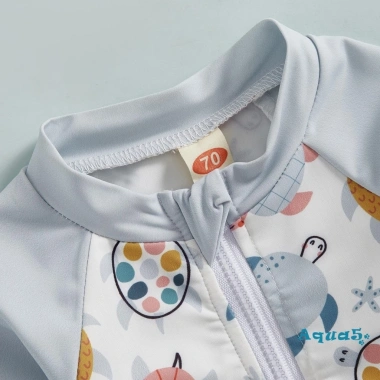 Aqua-baby Đồ Bơi Bé Trai Tay Dài Cá Rùa Rash Guard Áo Liền Quần Có Mũ - Mùa Hè Thoáng Khí, Bảo Vệ Da 6