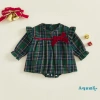 Aqua-Baby Girl Đầm Liền Quần Kẻ Sọc Tay Dài Nơ Xù Viền Cổ Tròn Giảm Giá 208.548₫ 3