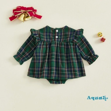 Aqua-Baby Girl Đầm Liền Quần Kẻ Sọc Tay Dài Nơ Xù Viền Cổ Tròn Giảm Giá 208.548₫