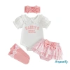 Aqua-Baby Girls 4 Bộ Trang Phục Dễ Thương: Áo Liền Quần Cổ Búp Bê, Băng Đô, Váy Tutu, Bộ Tất 10