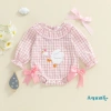 Aqua-Baby Jumpsuit Nữ Thu Đông áo liền quần rời, nơ ngỗng thêu, kẻ sọc dài tay – 222.912đ