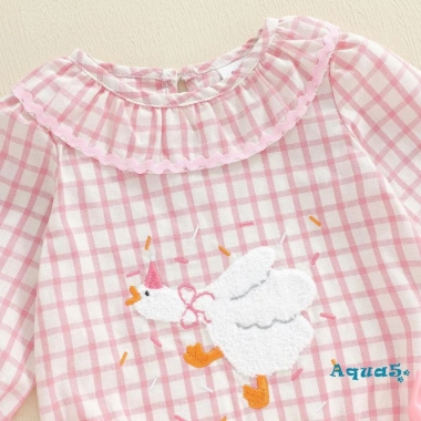 Aqua-Baby Jumpsuit Nữ Thu Đông áo liền quần rời, nơ ngỗng thêu, kẻ sọc dài tay – 222.912đ