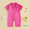 Aqua-Baby Jumpsuit Tay Ngắn Cổ Áo Tương Phản Dây Nút Lên - Bộ Ngủ Sơ Sinh Không Chân 4