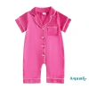 Aqua-Baby Jumpsuit Tay Ngắn Cổ Áo Tương Phản Dây Nút Lên - Bộ Ngủ Sơ Sinh Không Chân 10