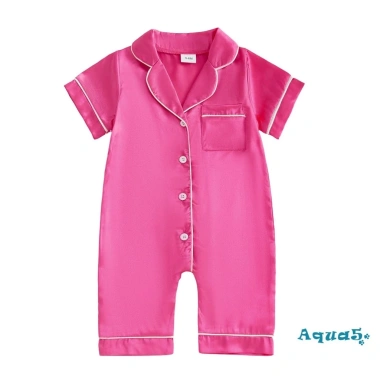Aqua-Baby Jumpsuit Tay Ngắn Cổ Áo Tương Phản Dây Nút Lên - Bộ Ngủ Sơ Sinh Không Chân 10