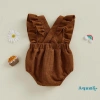 Aqua Baby Romper Gái Corduroy Màu Trơn Lông Tơ Tay Cổ Vuông Snap Closure Body Sơ Sinh 149.040 VND 2