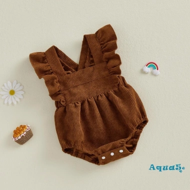Aqua Baby Romper Gái Corduroy Màu Trơn Lông Tơ Tay Cổ Vuông Snap Closure Body Sơ Sinh 149.040 VND 3