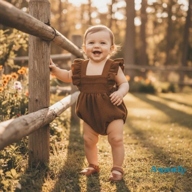 Aqua Baby Romper Gái Corduroy Màu Trơn Lông Tơ Tay Cổ Vuông Snap Closure Body Sơ Sinh 149.040 VND 7