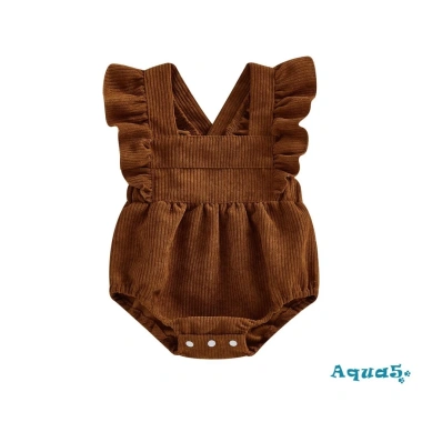 Aqua Baby Romper Gái Corduroy Màu Trơn Lông Tơ Tay Cổ Vuông Snap Closure Body Sơ Sinh 149.040 VND 10