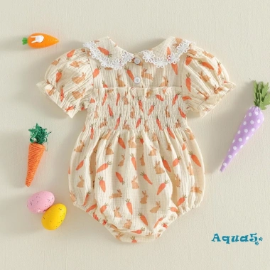 Aqua-Baby Rompers Bé Gái Phục Sinh Thỏ Cà Rốt Trứng In Búp Bê Cổ Tay Ngắn - Giá Ưu Đãi 216.919₫