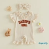 Aqua-Baby Rompers bé gái sơ sinh chữ thêu sọc xù cổ tròn tay ngắn băng đô - Giá 219.198₫ 4