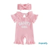 Aqua-Baby Rompers bé gái sơ sinh chữ thêu sọc xù cổ tròn tay ngắn băng đô - Giá 219.198₫ 10